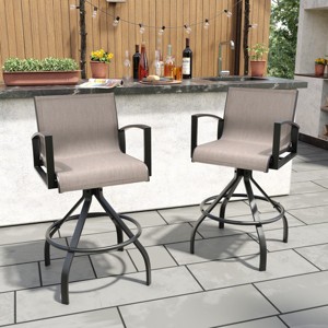 Crestlive Products Sunbrella Outdoor Swivel Bar Stools Aluminum Patio Counter Height Barstools Set of 2 - 1 of 4