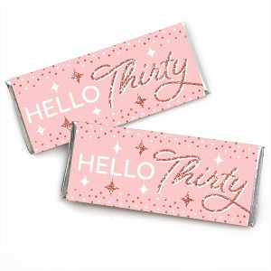 Big Dot of Happiness 30th Pink Rose Gold Birthday - Candy Bar Wrapper Happy Birthday Party Favors - Set of 24 - 1 of 4