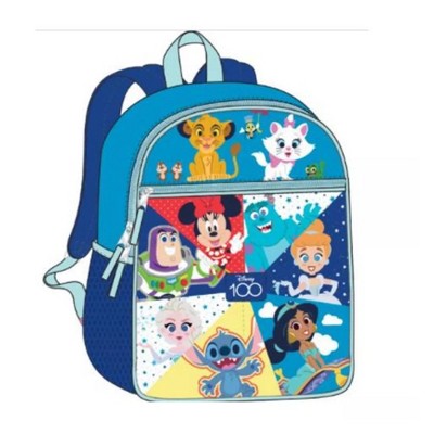 Disney 100 16" Blue School Backpack with Front and Side Pockets