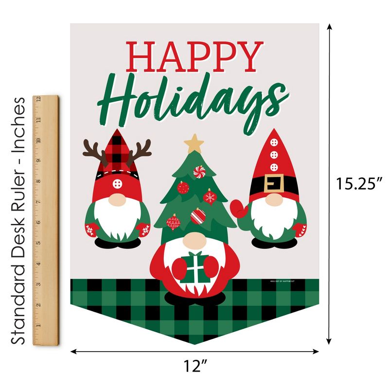 Big Dot of Happiness Red and Green Holiday Gnomes - Outdoor Home Decorations - Double-Sided Christmas Party Garden Flag - 12 x 15.25 inches, 5 of 9
