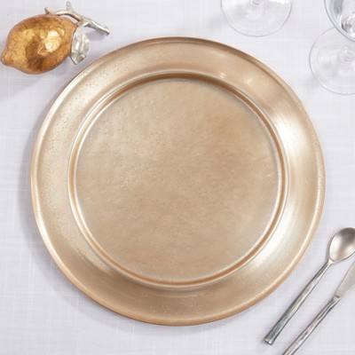 Gold Polished Rimmed Aluminum Charger Set of 4