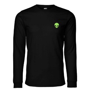 Dalix Alien Embroidered Cotton Classic Fit Long Sleeve Crewneck Tee Shirt Mens - 1 of 4