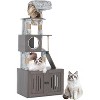 Cat Tree Tower with Litter Box Enclosure 66.9in Condo with Perch & Scratching Posts - Plush Nest, Multi-Tier Play & Rest - 3 of 4