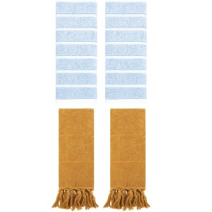 REGALWOVEN 4 Packs Striped and Solid Absorbent Soft Cotton Hand Towel for Bathroom - 1 of 4