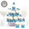 Big Dot of Happiness Shark Zone - Cupcake Decor - Jawsome Party or Birthday Party Cupcake Wrappers and Treat Picks Kit - Set of 24 - 2 of 4