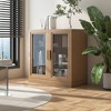 31"x31"x16" Wood Accent Cabinet, Storage Organizer with Adjustable Shelves and Glass Doors for Kitchen Bedroom Entryway Living Room Dinning Room - 2 of 4
