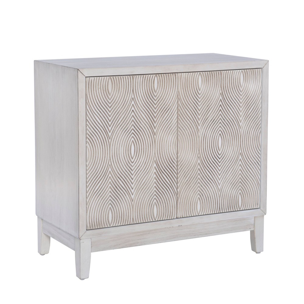 Powell Buchanan Solid Wood Two Door Two Shelf Accent Cabinet Anitique White