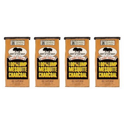 Best of the West All-Natural Mesquite Lump Charcoal for Grilling or Smoking, No Added Preservatives, 15.40-Pound Bag (4 Pack)