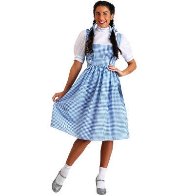 HalloweenCostumes.com X Small Women Adult Dorothy Costume Women's Long Blue  Gingham Dress., White/Blue