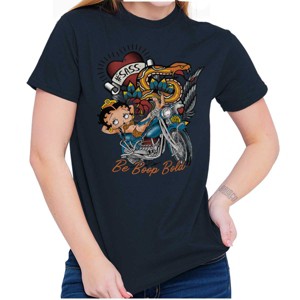 Betty Boop Biker Be Bold Snake Womens Graphic T Shirt Tees Brisco Brands - 1 of 1
