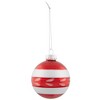 Northlight Glitter Striped Glass Christmas Ornaments - 2.75" (55 mm) - Silver, Red and Green - 9ct - 4 of 4