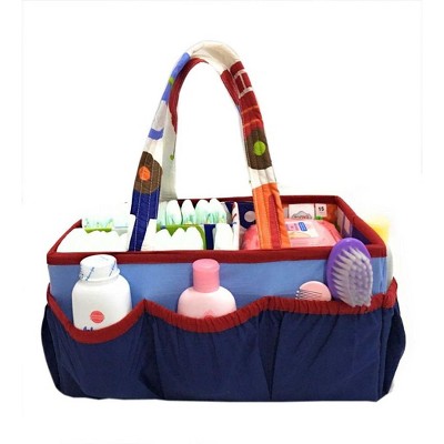 Multicolor Cotton Percale Nursery Storage Caddy with Pockets