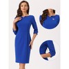 INSPIRE CHIC Women's 3/4 Sleeve Split Neck Wear to Work Business Sheath Dresses - 2 of 4