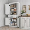 HOMCOM 72" Tall Kitchen Pantry Storage Cabinet, Farmhouse Freestanding Kitchen Cabinet with Barn Doors, Drawer and Adjustable Shelves, White - 3 of 4