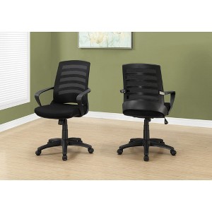 Office Chair, Adjustable Height, Swivel, Ergonomic, Armrests, Computer Desk, Work, Black Mesh, Black Metal, Contemporary, Modern - 1 of 4