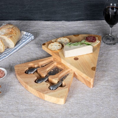 Swiss Cheese Shaped Parawood and Bamboo Cutting Board Set