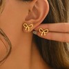 Paaaawaters 18K Gold-Plated Bow Earrings Symmetrical Mirror-Finish Stainless Steel Jewelry, Hypoallergenic & Tarnish-Free Luxury Gift - 3 of 4