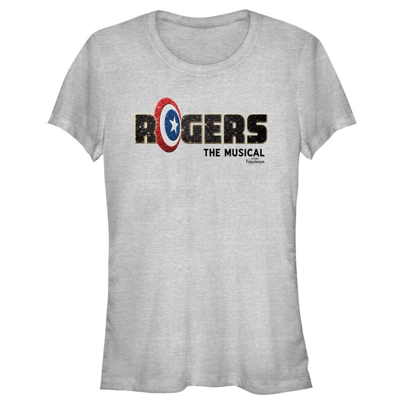 Juniors Womens Marvel Hawkeye Rogers The Musical T-Shirt, 1 of 5