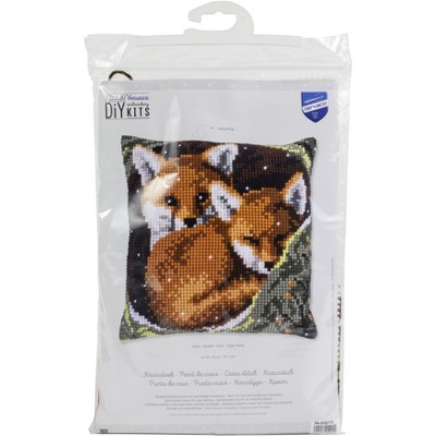 Vervaco Counted Cross Stitch Cushion Kit 16"X16"-Foxes