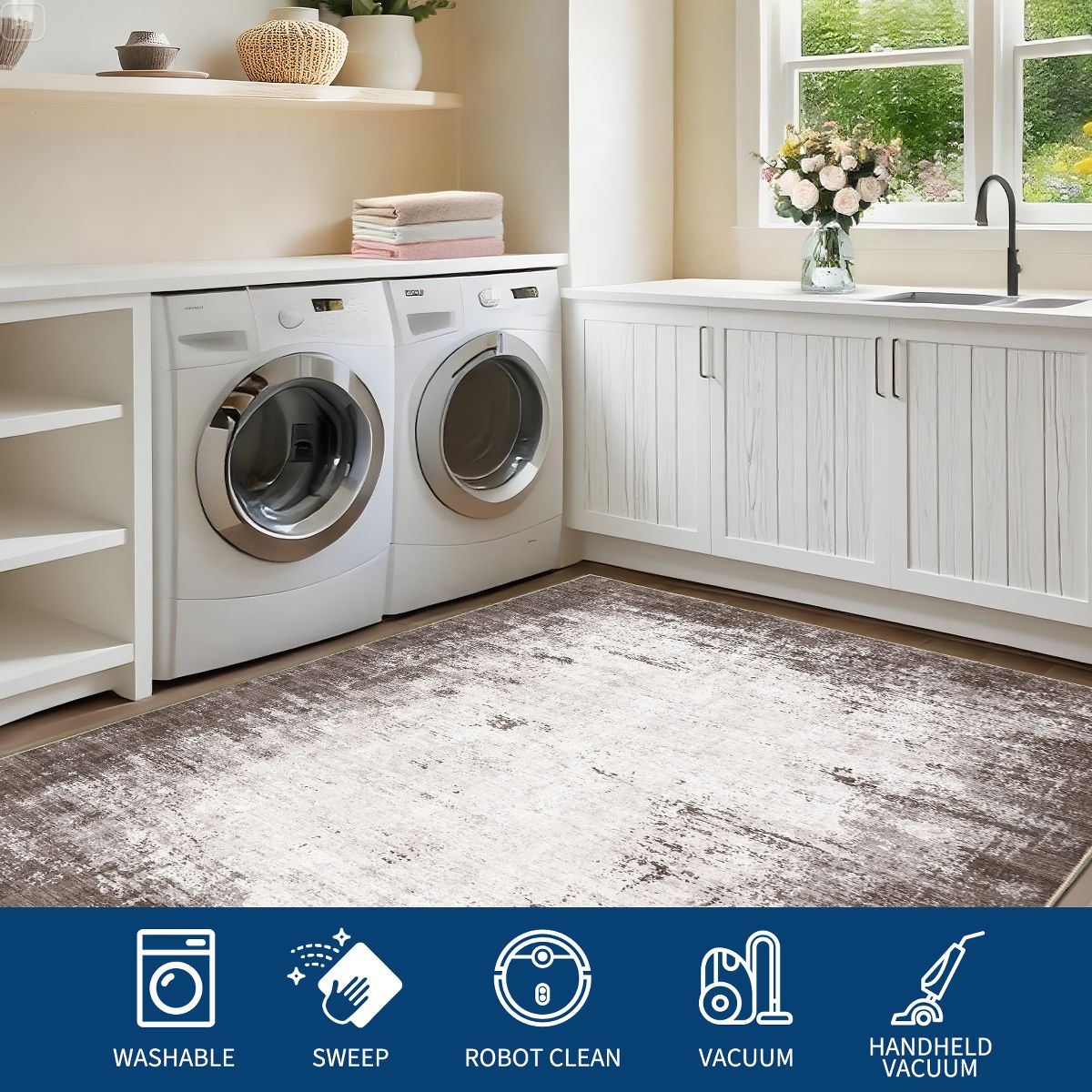 Washable Area Rugs Non-Slip Modern Abstract Soft Rugs for Living Room Bedroom Home Decor - thumbnail 8