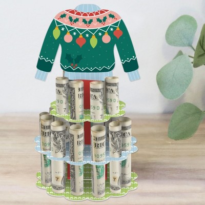 Big Dot of Happiness Colorful Christmas Sweaters - DIY Ugly Sweater Holiday Party Money Holder Gift - Cash Cake