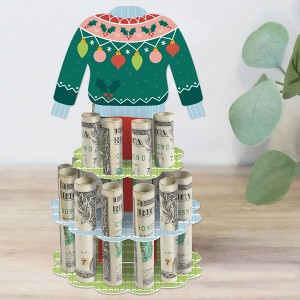 Big Dot of Happiness Colorful Christmas Sweaters - DIY Ugly Sweater Holiday Party Money Holder Gift - Cash Cake - 1 of 4