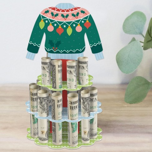 Big Dot of Happiness Colorful Christmas Sweaters - DIY Ugly Sweater Holiday Party Money Holder Gift - Cash Cake - image 1 of 4