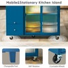 Kitchen Island with Drop Leaf, Led Light Kitchen Cart On Wheels with 2 Fluted Glass Doors Large Kitchen Island Cart with Adjustable Shelf 2 Drawers - 4 of 4