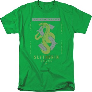 Harry Potter Slytherin By Any Means Adult T-Shirt Kelly Green - 1 of 4