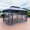 13x10 FT Outdoor Patio Gazebo Canopy,Canopy With Double Layer Roof And Mosquito Net,Removable Mesh,Metal Garden Large Space Canopy-Coolbibila - 3 of 4