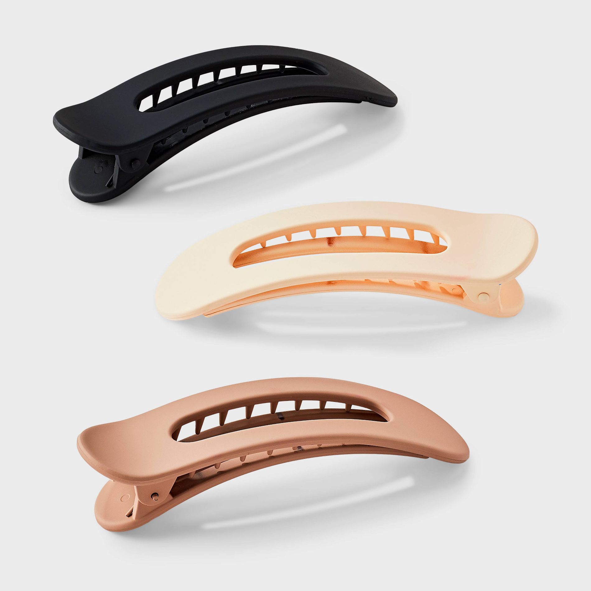 Matte Finish Neutral Shovel Hair Clip Set 3pc - Wild Fable™ Multi