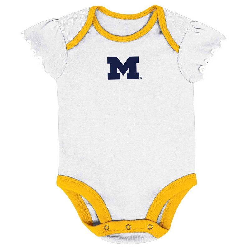NCAA Michigan Wolverines Infant Girls&#39; 3pk Bodysuit Set, 3 of 5