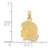 Black Bow Jewelry 14k Yellow Gold Flat Profile Girl Head Pendant, 12mm (7/16 inch) - 4 of 4