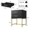 FUFU&GAGA Tall Nightstand Black and Gold with Wood Texture Bedside Table - 3 of 4