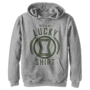 Boy's Marvel St. Patrick's Day Black Widow My Lucky Shirt Pull Over Hoodie - 1 of 4
