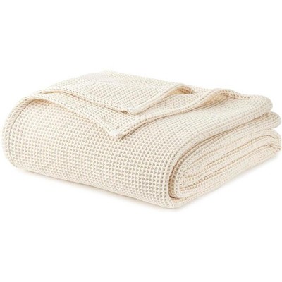Whisper Organics, 100% Organic Waffle Blanket, Breathable Lightweight Blanket, GOTS and Fairtrade Certified, Natural Color - King/California King