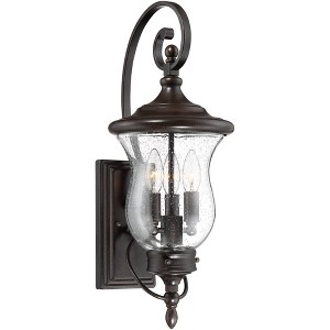 Franklin Iron Works Carriage Vintage Outdoor Wall Light Fixture Bronze LED 22" Clear Seedy Glass for Post Exterior Barn Deck House Porch Yard Patio - 1 of 4