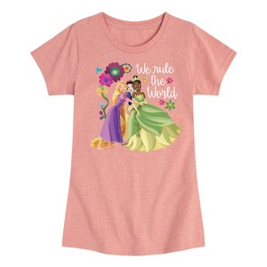 Girls' - Disney Princess - Tiana Snow White Rapunzel We Rule The World Fitted Short Sleeve Graphic T-Shirt - 1 of 4