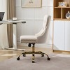 Tufted Velvet Swivel Office Chair with Adjustable Seat Height 19.7–22.4 in for Home Workspace -3irtyhousy - 3 of 4