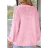 Coolmee Women's Open Front Chunky Knit Cardigan Loose Lantern Long Sleeve Oversized Sweater Coats with Pocket - 3 of 4