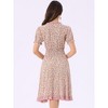 Allegra K Women's Floral Ruffle Neck Smocked Waist Short Sleeve Sundress - 4 of 4