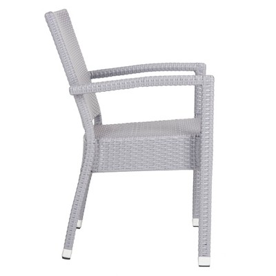 Kelda Gray Wicker Stacking Arm Chairs Set of 2