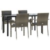 vidaXL Patio Dining Set Outdoor Rattan Wicker Table and Chair Set for Porch - Gray 63" Table Length 4 Chairs - 3 of 4