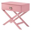 HomeStock Pink Nightstand with Croc Textured Drawer Front, 25x27x16 Stylish Contemporary Bedside Table with Storage Drawer - 2 of 4