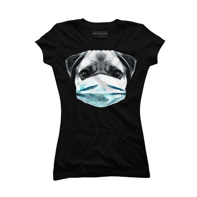 Junior's Design By Humans Masked Pug By clingcling T-Shirt