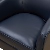 Okak Modern Top Grain Leather 360° Swivel Chair Accent Chair with Soft Cushion Barrel Sofa Chair with Wood Base for Lounge Office Bedroom - 3 of 4