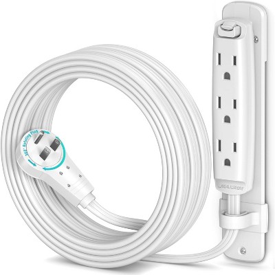Maximm 360 Degree Rotating Flat Extension Cord Multi 3 Outlet Power Cord with Mounting Bracket, Grounded 16 AWG UL Certified