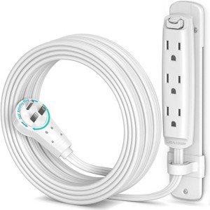 Maximm 360 Degree Rotating Flat Extension Cord Multi 3 Outlet Power Cord with Mounting Bracket, Grounded 16 AWG UL Certified - 1 of 4