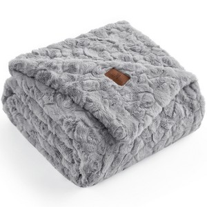 Cozy Bliss Luxury Faux Fur Throw Blanket, Reversible Wave Textured Plush Blanket for Couch, Sofa & Home Decor - 1 of 4