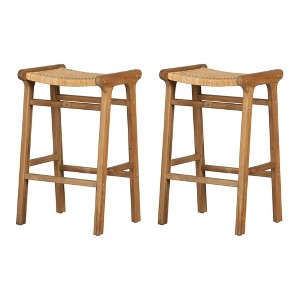 South Shore Set of 2 30" Balka Counter Height Barstools Rattan/Natural - 1 of 4